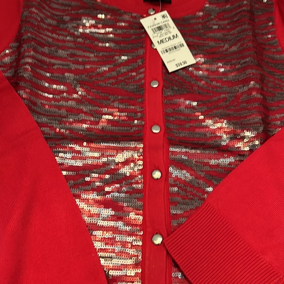JM Collection party cardigan sweater for the holidays, size M. NWT - Picture 9 of 11